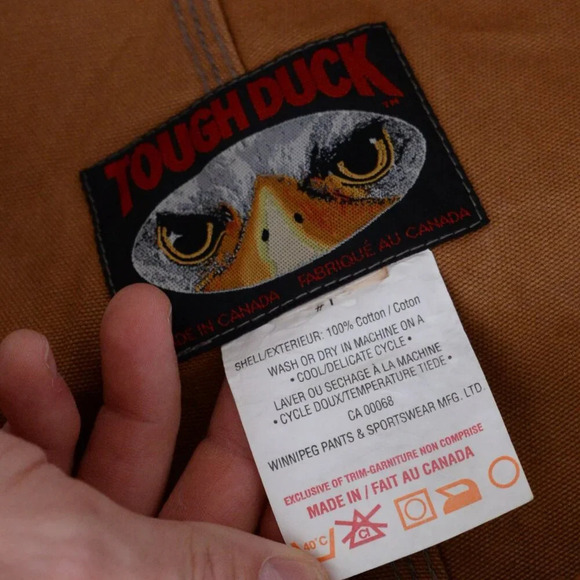 Vintage Tough Duck Tan 100% Cotton Double  Knee Zip Up Overalls Size XL-XXL - Picture 14 of 16